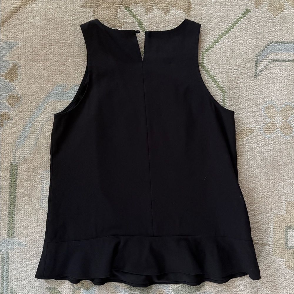 J Crew Elegant Black Sleeveless Top with Ruffle Bottom